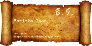 Barinka Igor névjegykártya